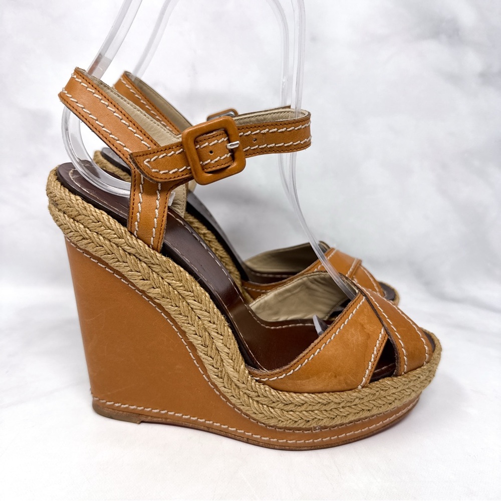 Christian Louboutin Vintage Y2K Almeria Leather Platform Espadrille Sandal Heels - Picture 2 of 14